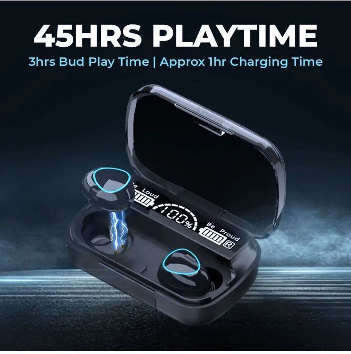 M10 Bluetooth 5.1 Tws Earbuds with 3500 mAH Power Case | Ipx7 Waterproof | Led Digital Display | Touch Control