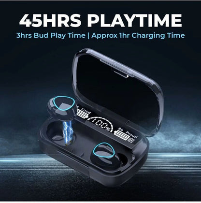 M10 Bluetooth 5.1 Tws Earbuds with 3500 mAH Power Case | Ipx7 Waterproof | Led Digital Display | Touch Control